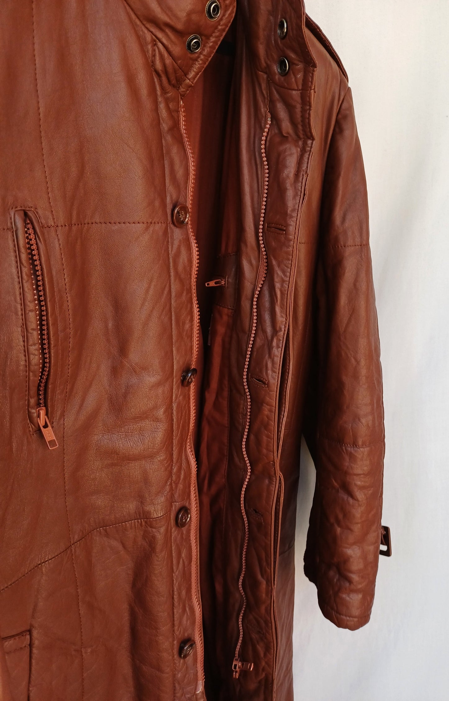 Angelo Litrico Cowhide Leather Long Coat Mens EU 54