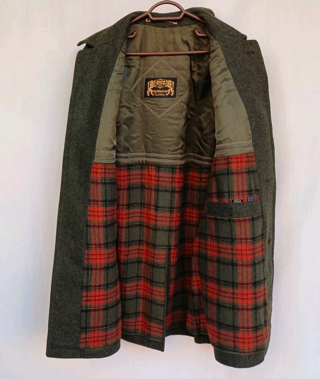 Lodenfrey Munchen Loden Mens Wool Button Coat Overcoat Size EU 52