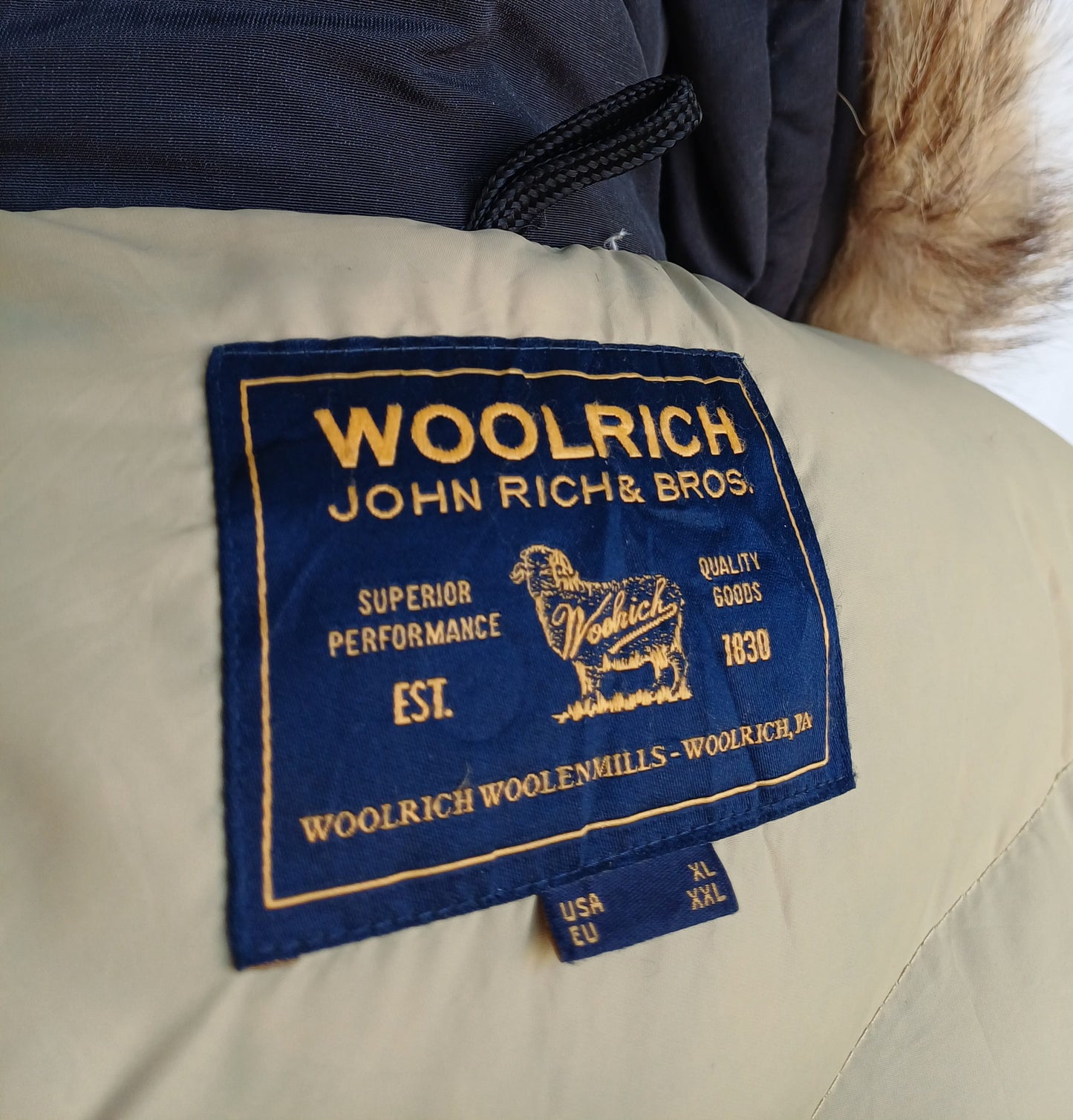 Woolrich Mens Arctic Real Coyote Fur Down Parka Coat XL/XXL