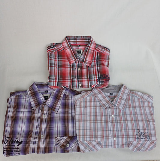 Lot Of 3 Engbers 100% Cotton Button-Up Check Shirt Size 43-44/Mens XL Oversized