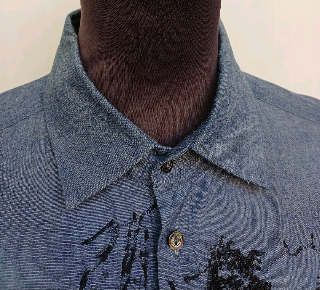 Diesel Black Gold 100% Cotton Button-Up Shirt Size Mens 48