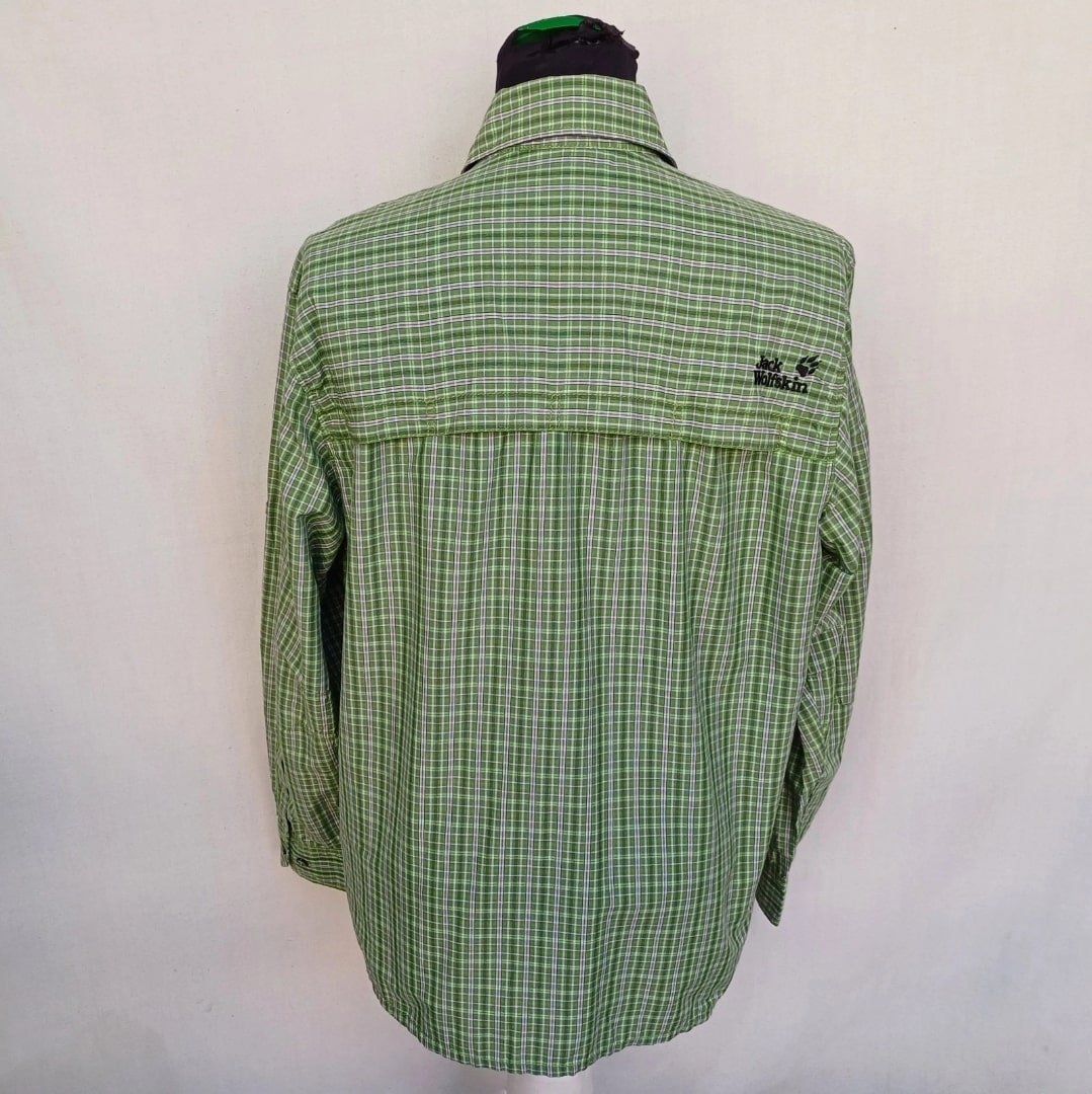 Jack Wolfskin QMC Plaid Outdoor button-UP Long Sleeve shirt Mens S