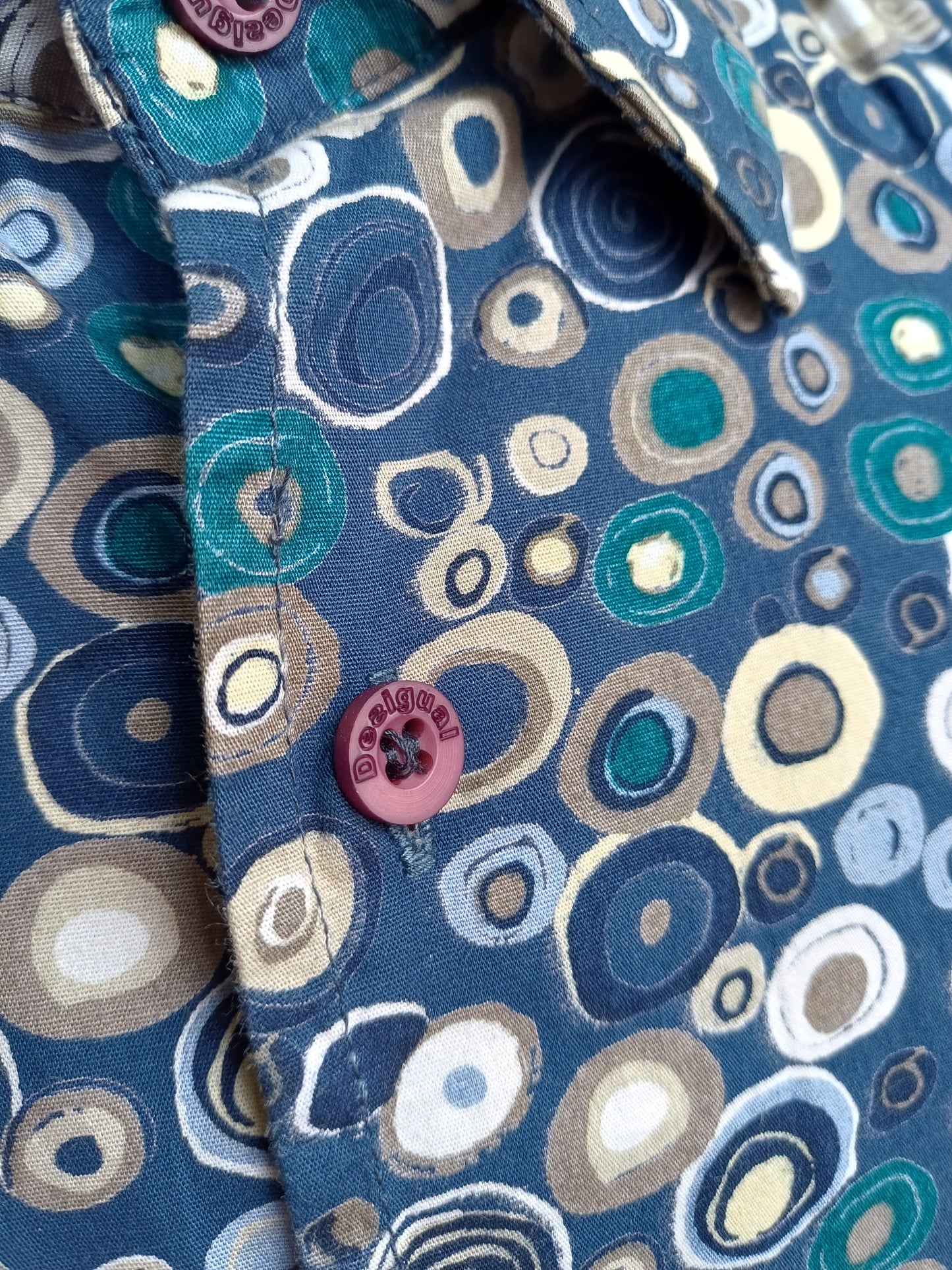 Desigual Regular Fit All Over Circle Cotton Button-Up Shirt Mens S