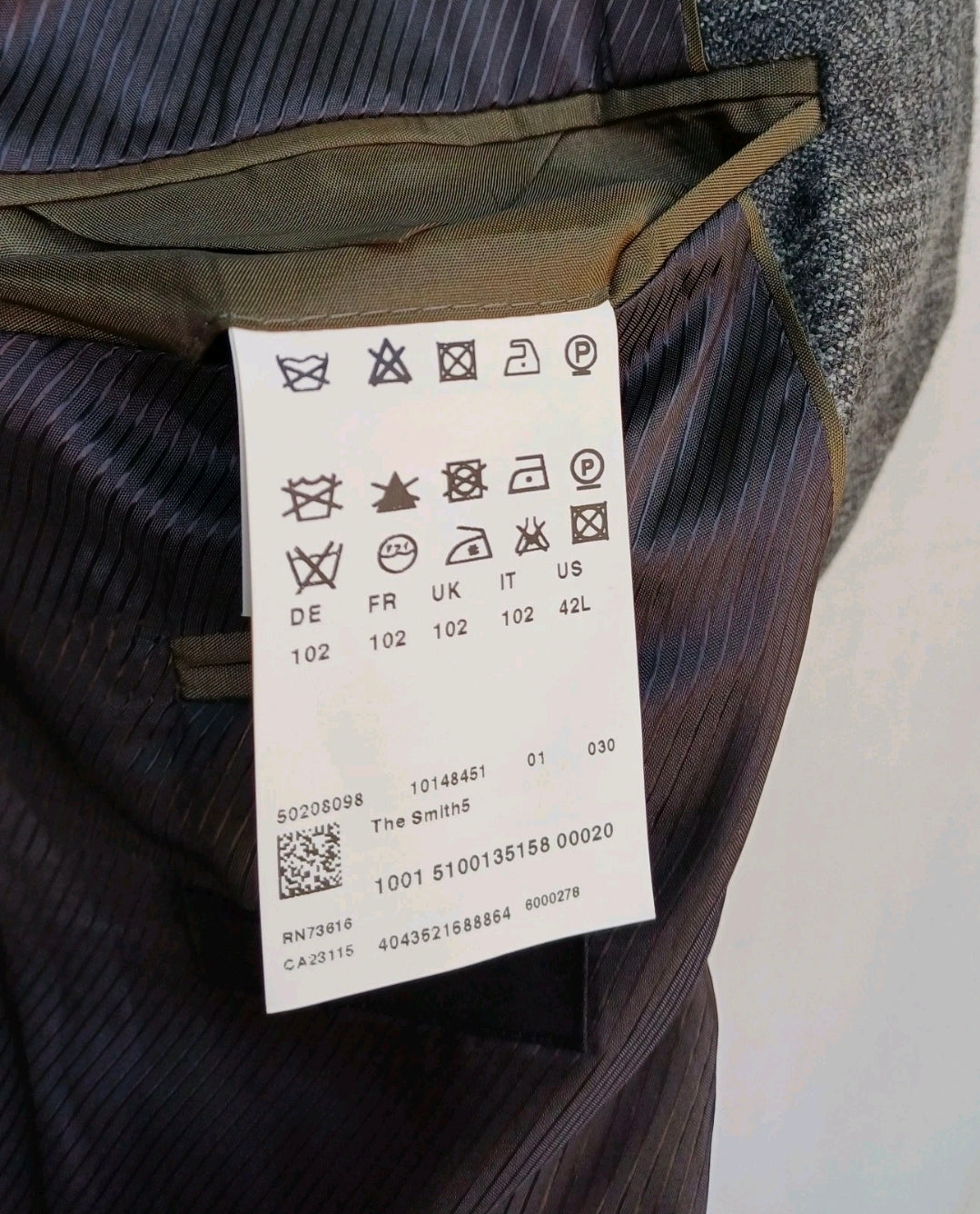 New Without Tags Hugo Boss "The Smith5" Wool Check Mens Button Blazer Jacket US 42 Long