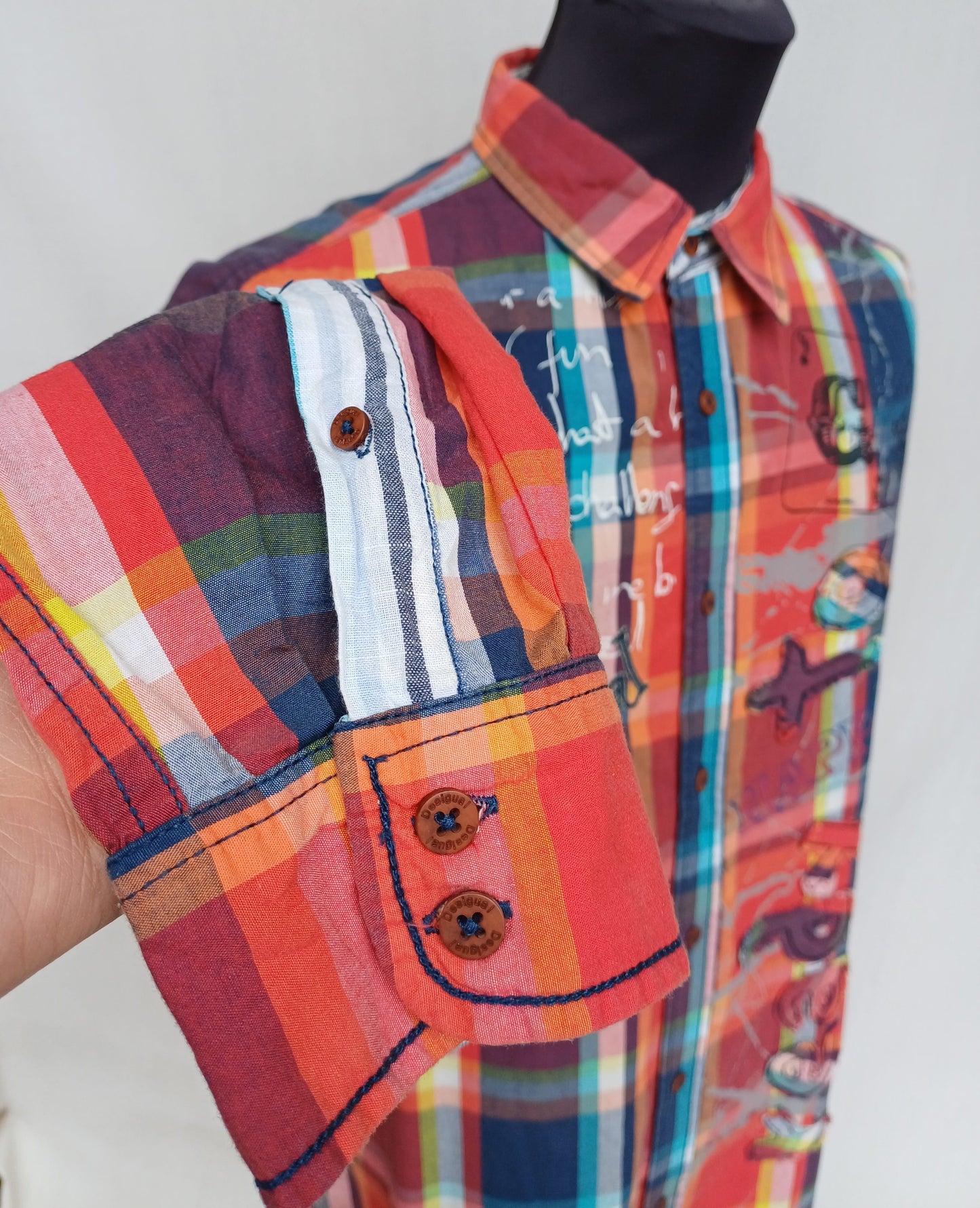 Desigual "Ready To Go" Regular Fit Cotton Button-Up Shirt Mens L