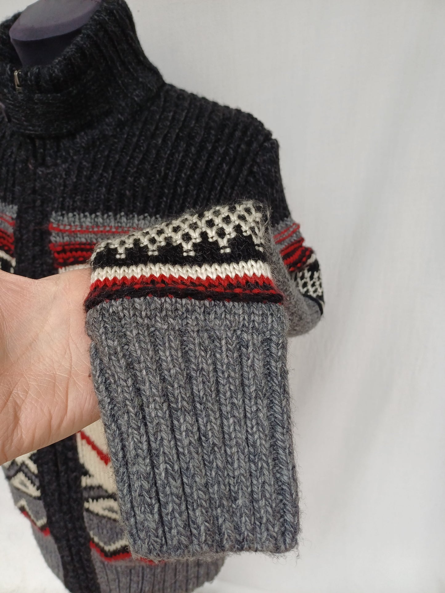 Superdry Icon Brynner Full Zip Fleece lined Knit Cardigan Sweater Jacket Mens M