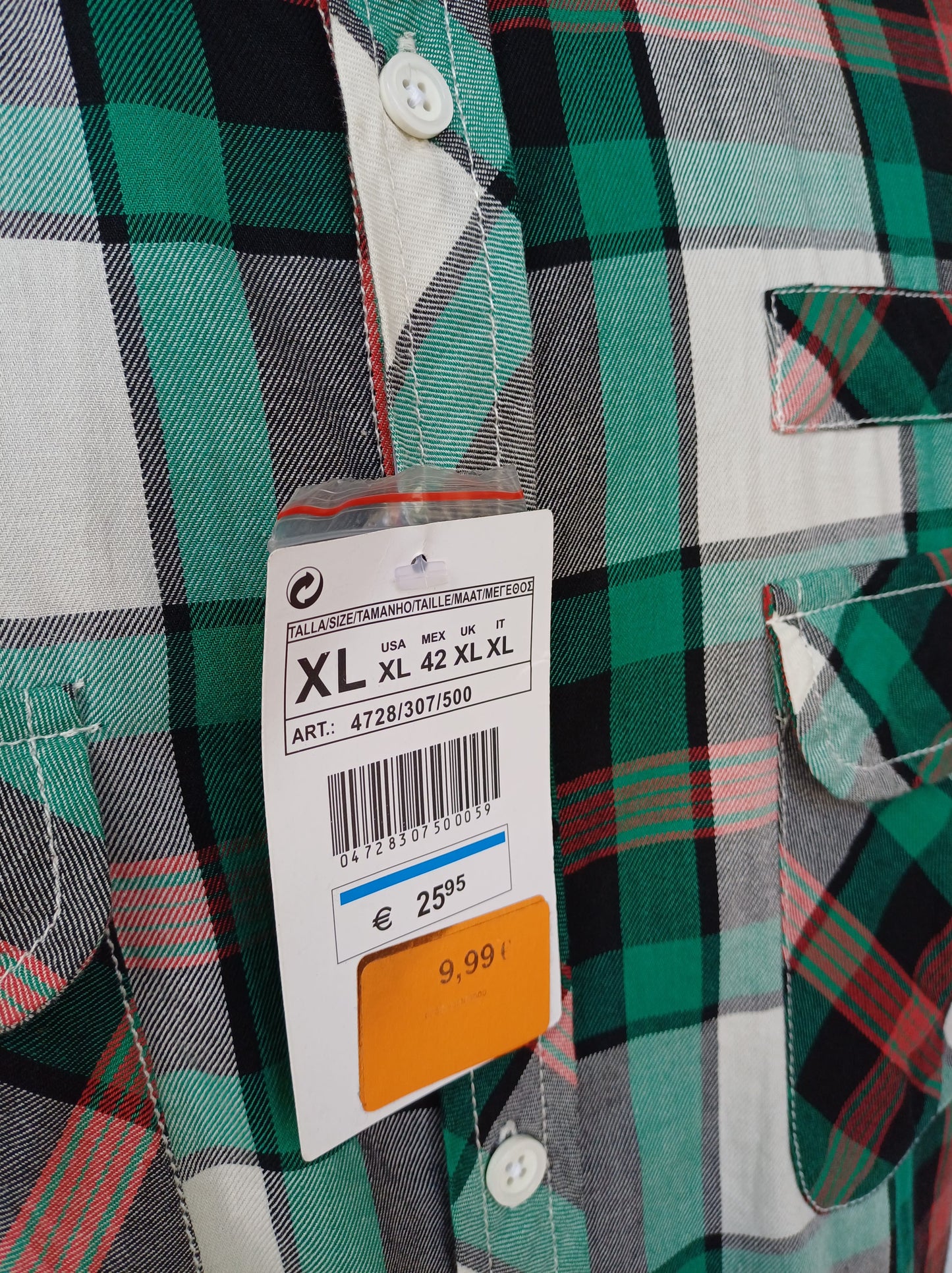 New With Tags Zara Man Checkered Plaid Cotton Button Up Flannel Shirt Mens XL