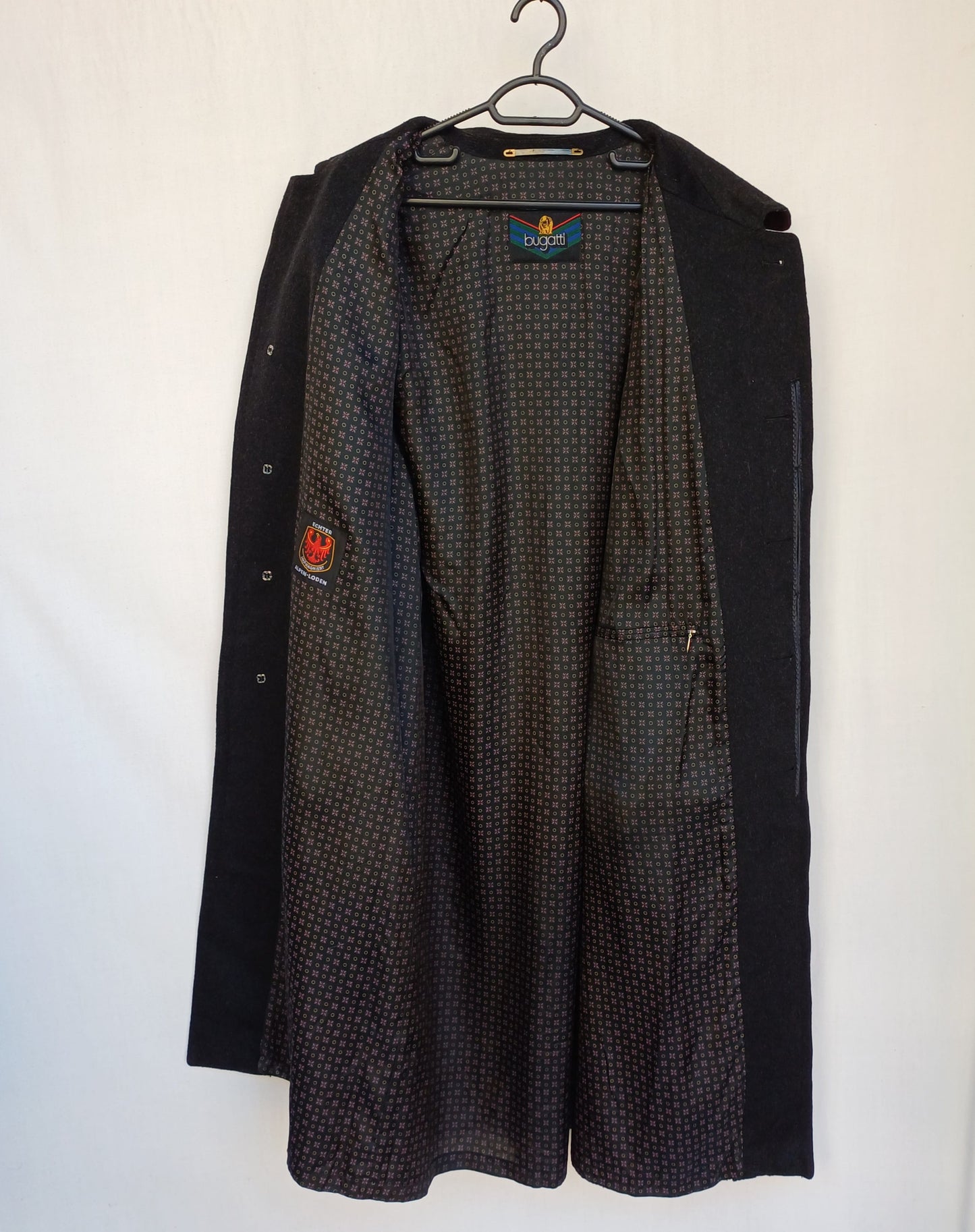 Bugatti Echter Alpen Loden Mens Wool Button Coat Long Overcoat Size EU 52/54