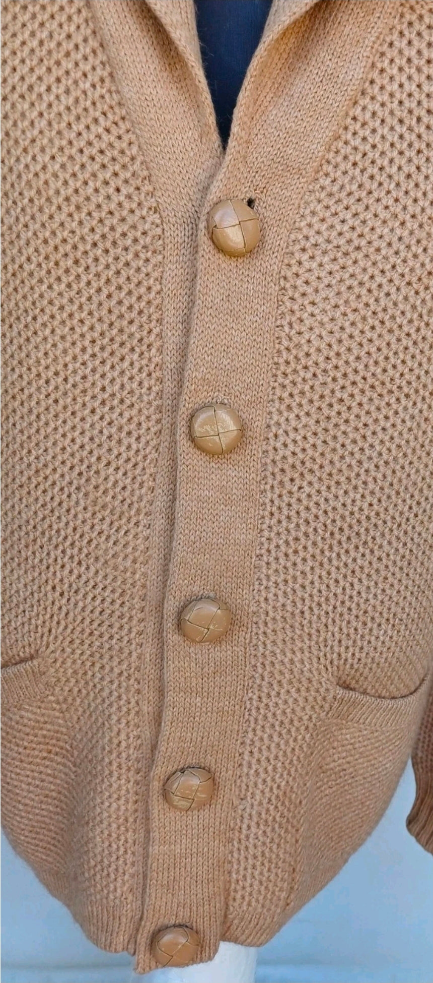 Vintage Richard Paris Grand Camel Hair/Wool Knit Button Cardigan Mens XL