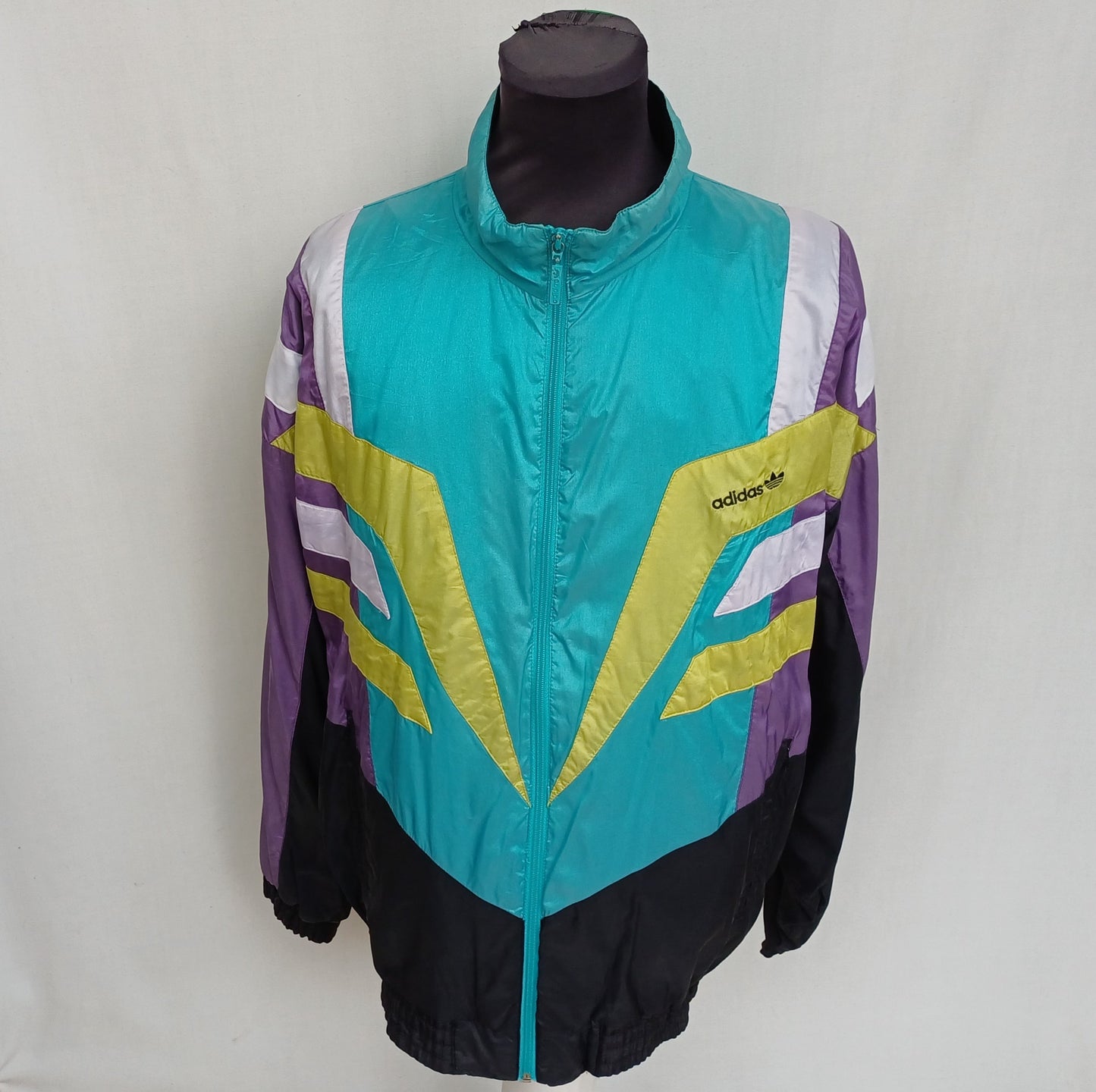 Vintage 90s Adidas Nylon Zip Track Top Jacket Mens M