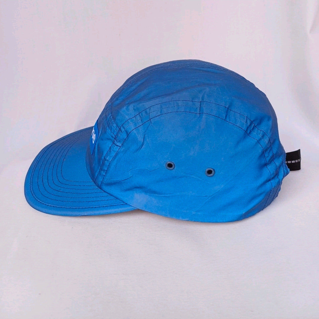 Supreme 5 Panel Reflective Camp Cap Blue Front Logo Hat One Size Adjustable