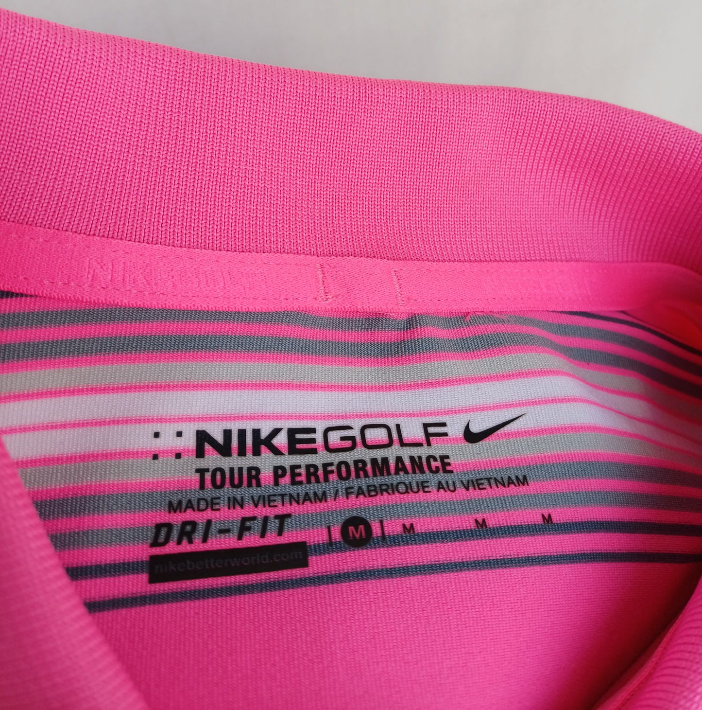 Nike Dri-Fit Button Striped Golf Performance Polo Shirt Mens M