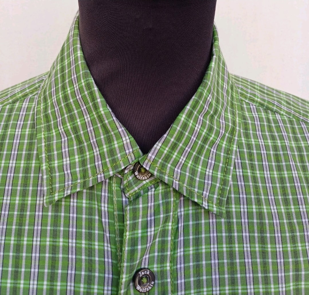 Jack Wolfskin QMC Plaid Outdoor button-UP Long Sleeve shirt Mens S