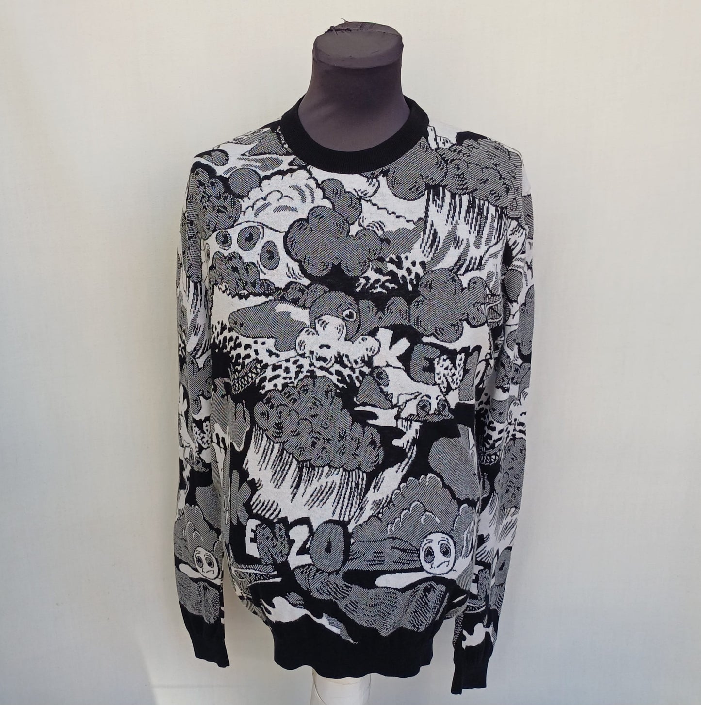 Kenzo Crew Neck Graphic Cotton Pullover Sweatshirt Mens L