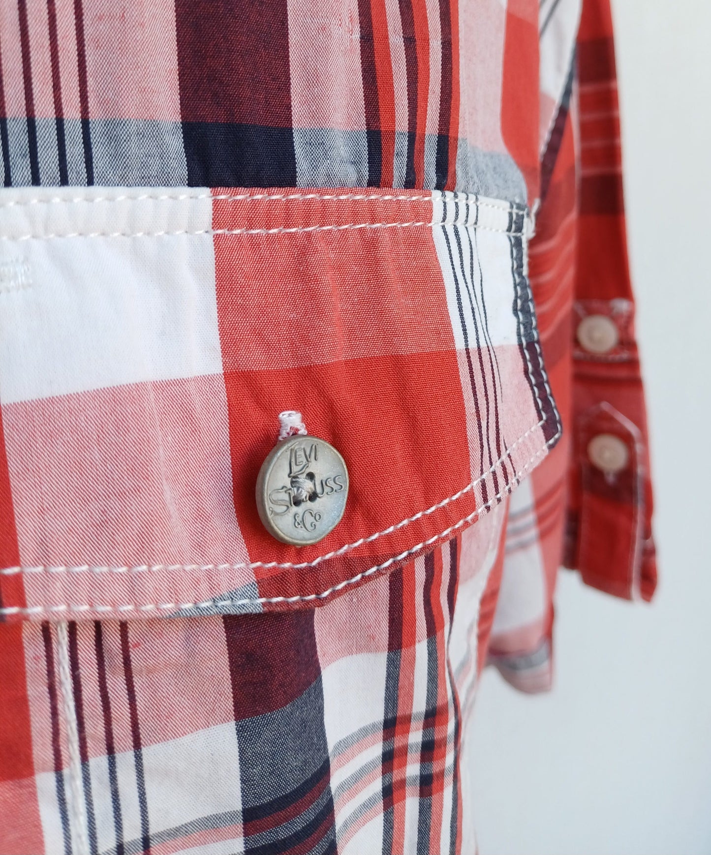 Levi Strauss Cotton Check Button-Up Shirt Mens XL