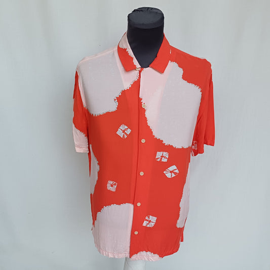 Allsaints Nimbus Relaxed Fit 100% Viscose Button-Up Shirt Mens XS Fits S