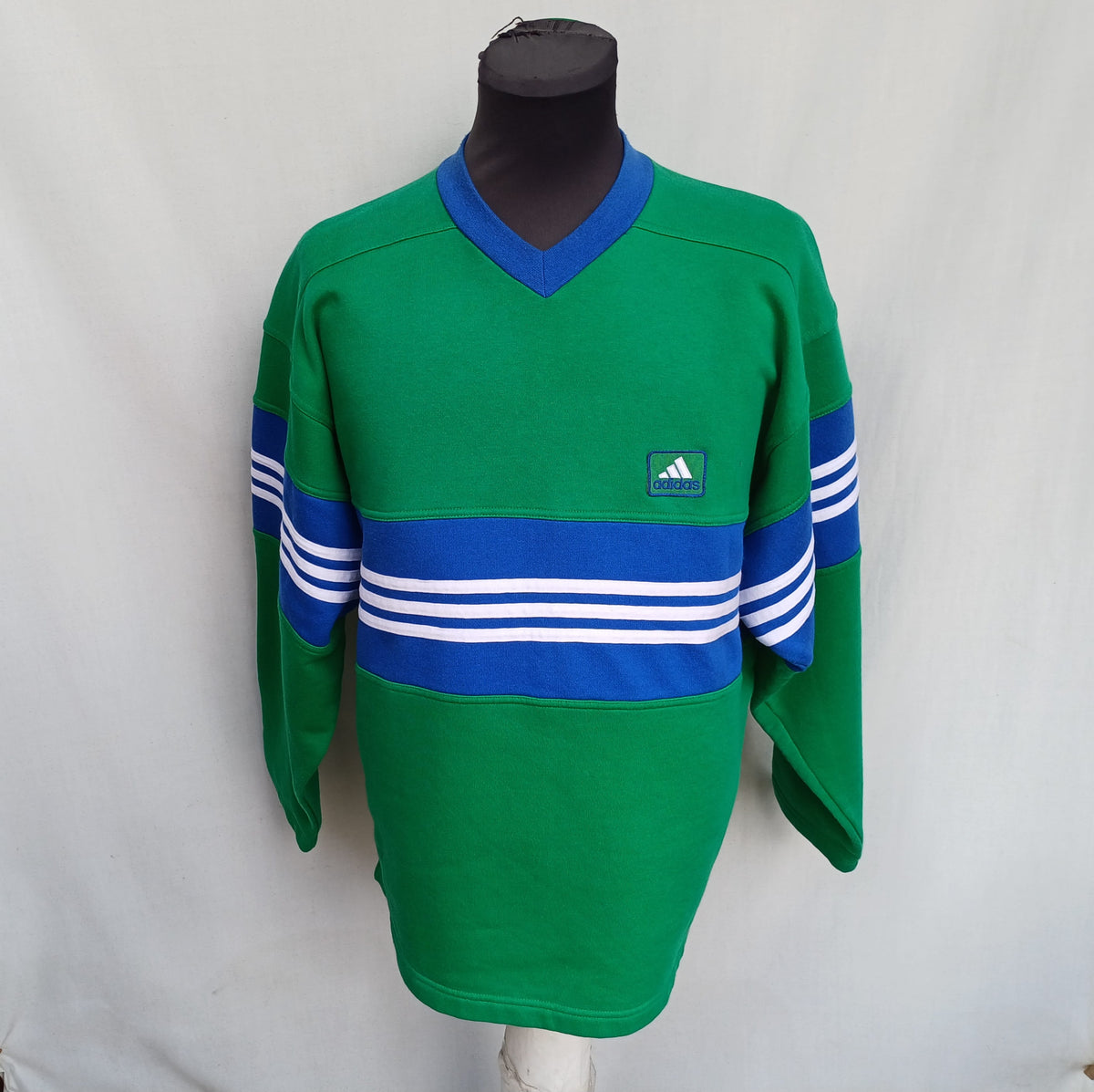 Vintage 90s Adidas V-neck  Pullover Sweatshirt Mens M