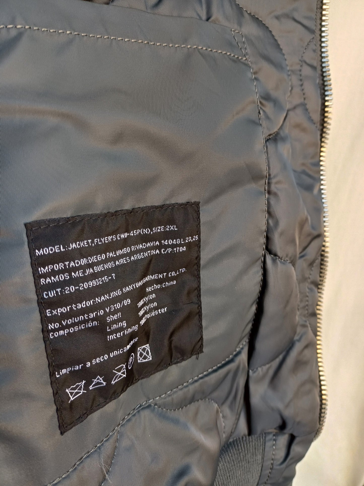 Alpha Industries CWU-45/P Full Zip Flight Bomber Jacket Size Mens 2XL