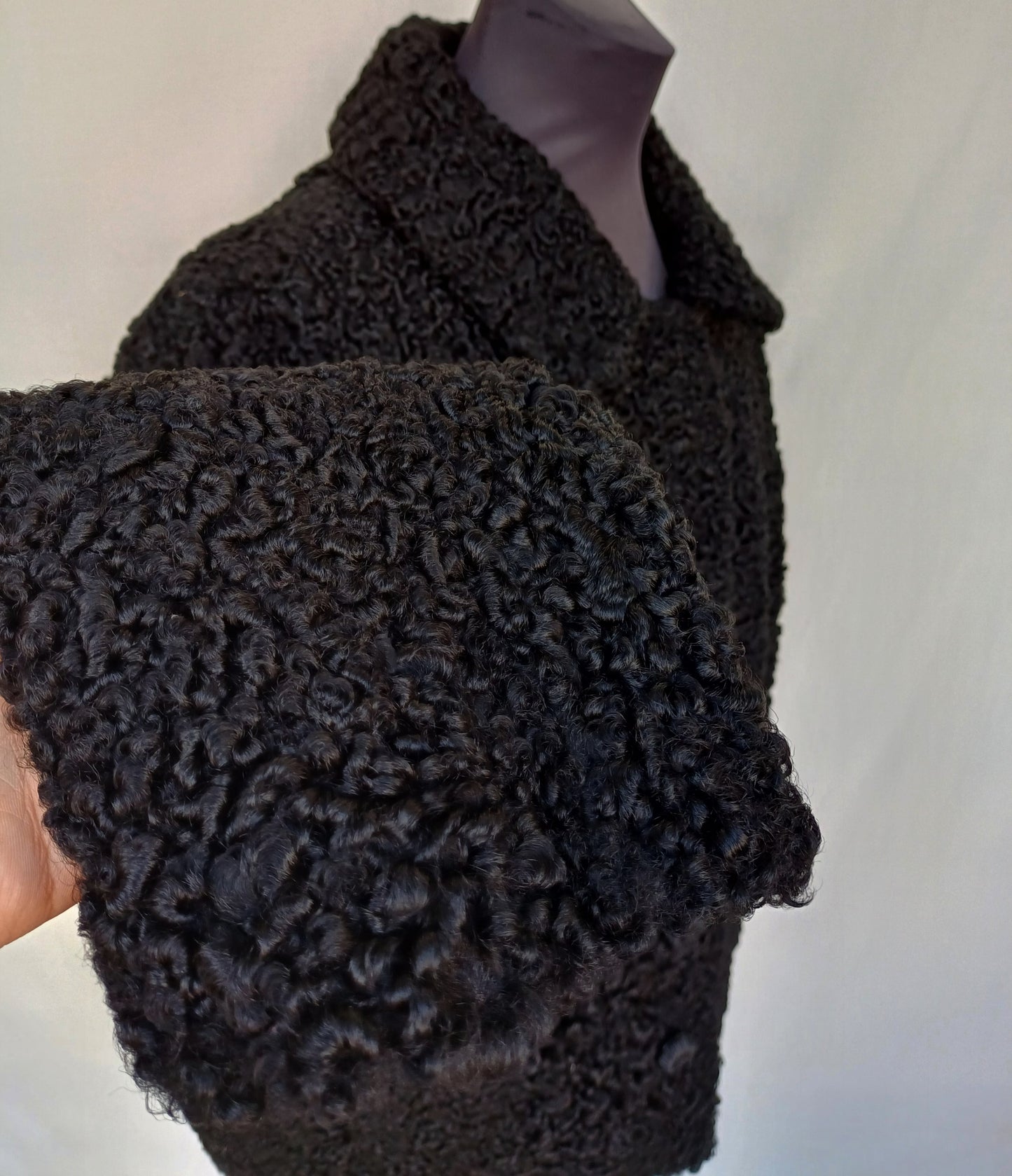 Vintage Bukhara Karakul USSR Womens Real Persian Fur Jacket Size L