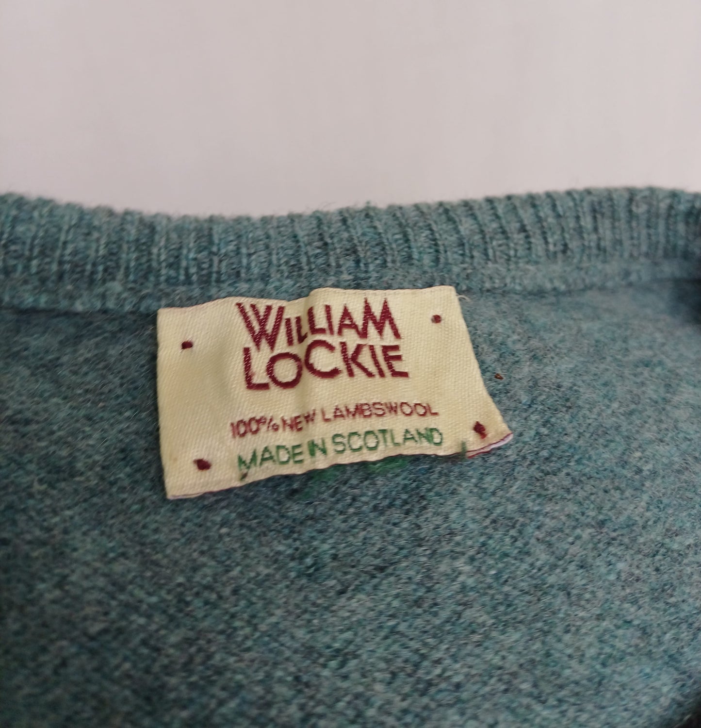 William Lockie Lambswool Crew Neck Sweater Scotland Jumper Mens L