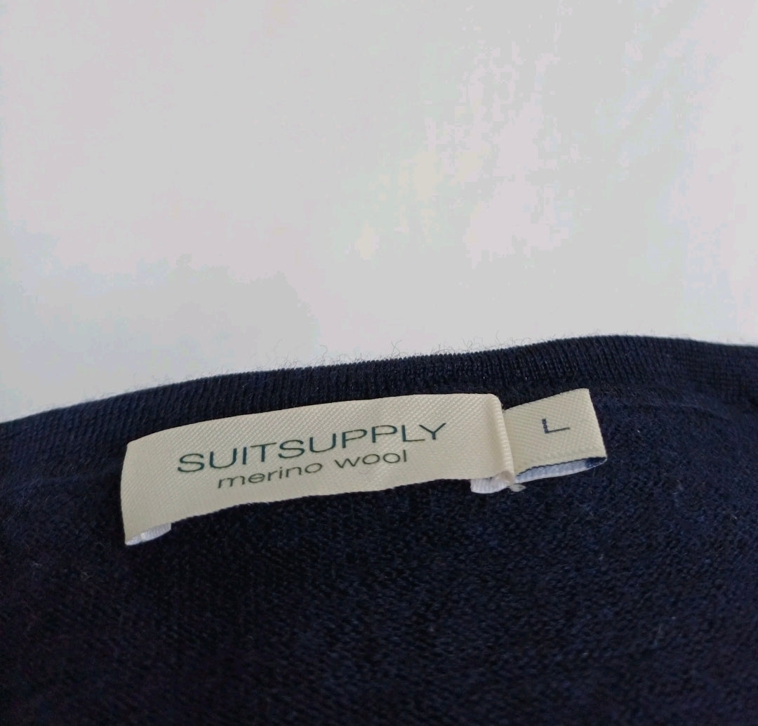 Suitsupply 100% Merino Wool V-Neck Pullover Sweater Mens L