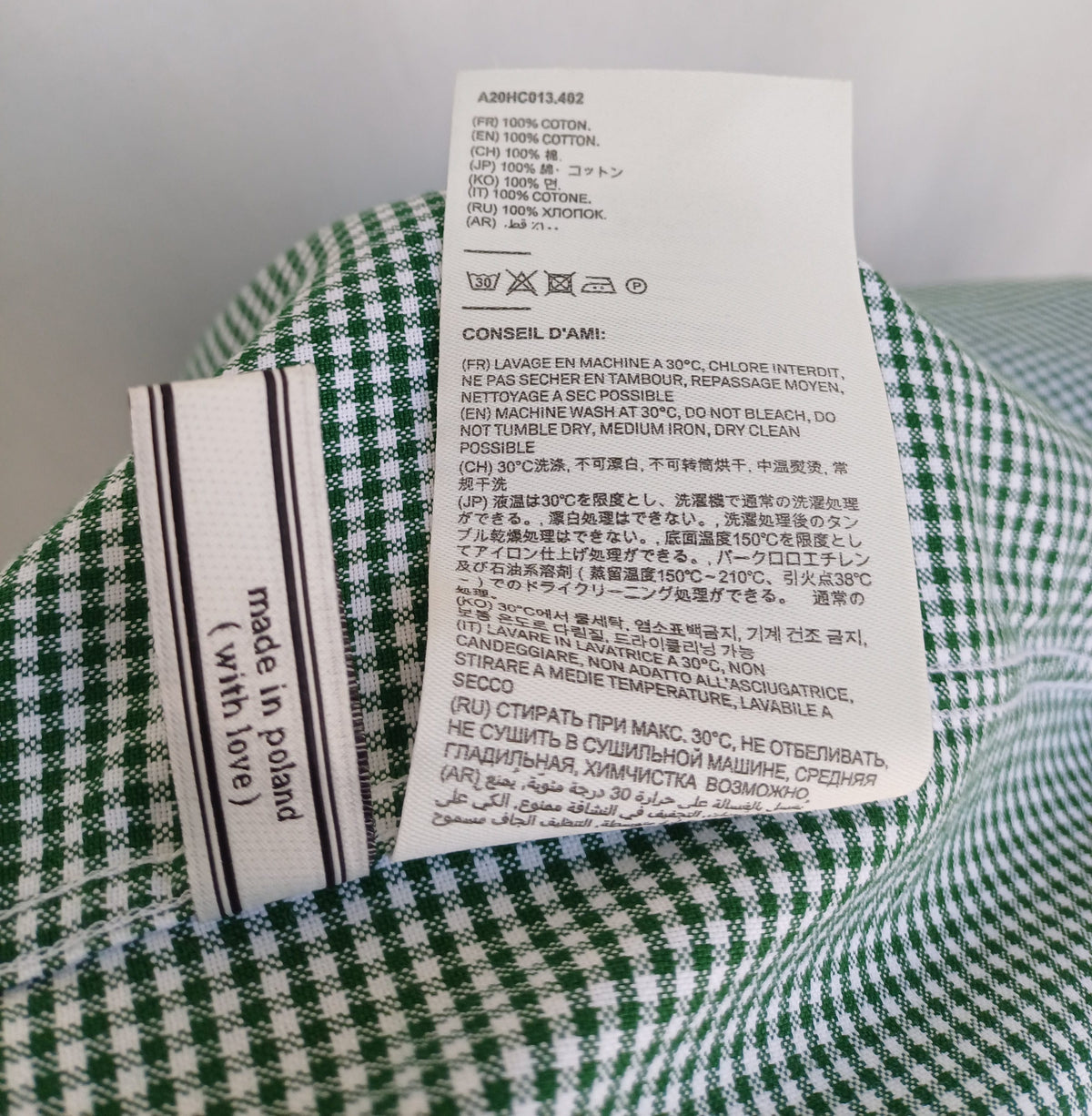 AMI Paris Gingham Cotton Plaid Button Shirt Size 40/Mens M