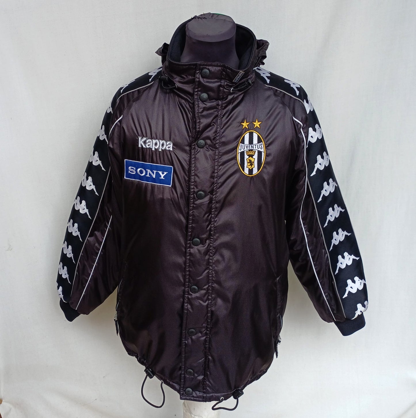 Vintage 90s Juventus Kappa Hooded Bench Coat Mens S