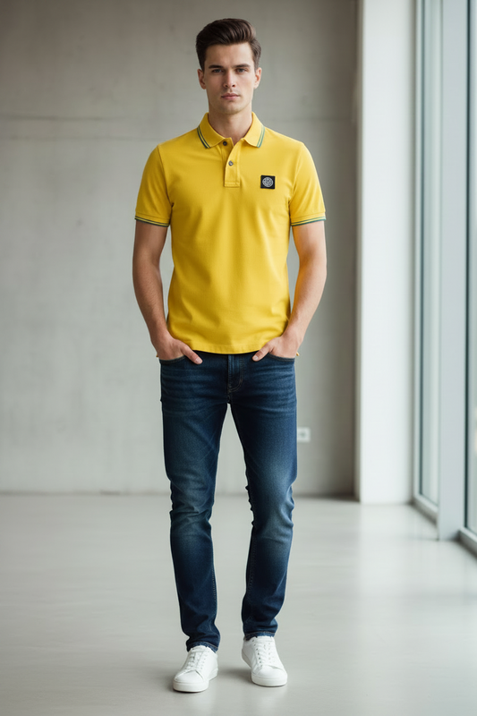 Stone Island Slim Fit Cotton Polo Button Shirt Mens S