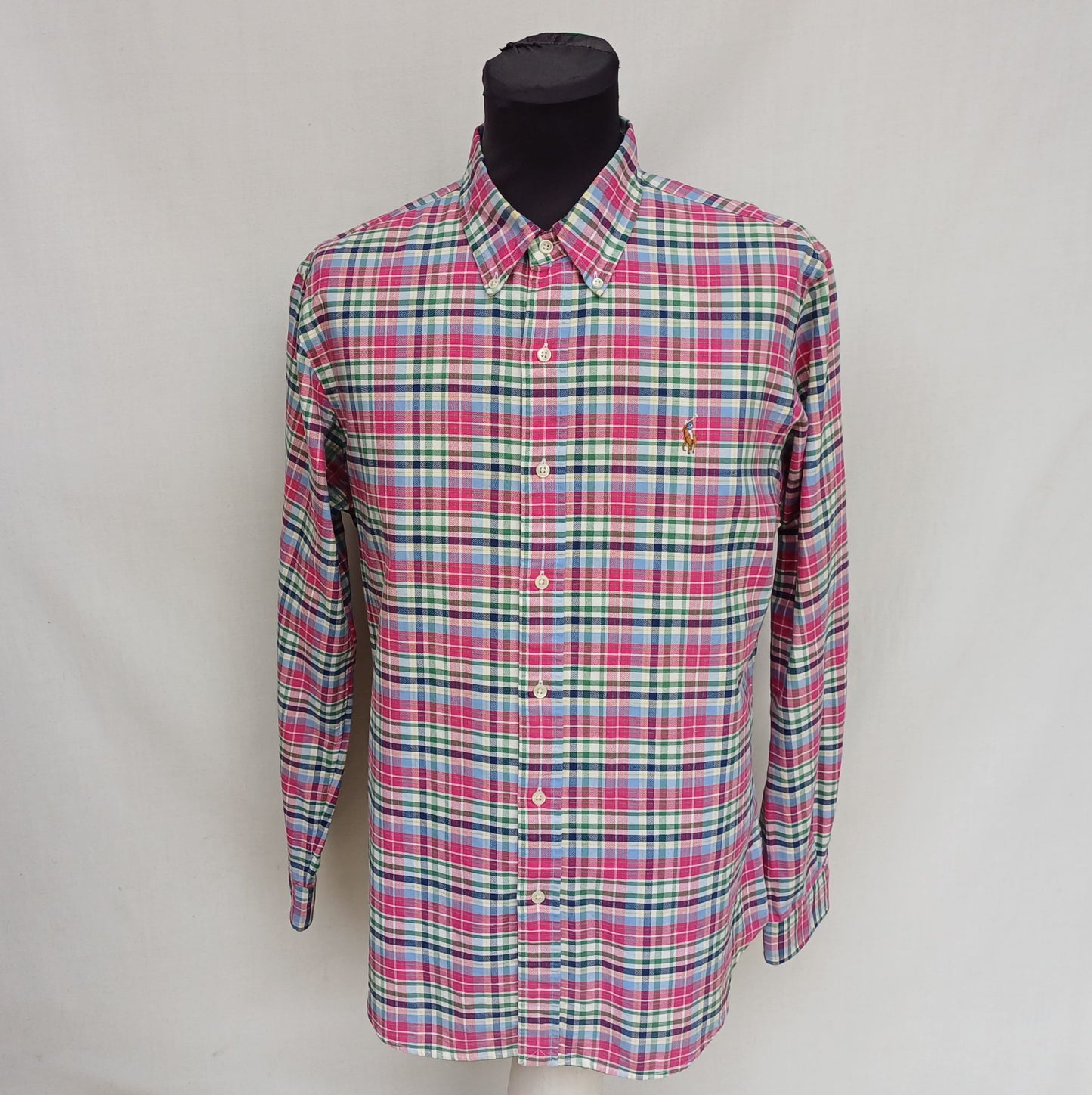 Vintage Polo Ralph Lauren Slim Fit button down Check Cotton shirt Mens L