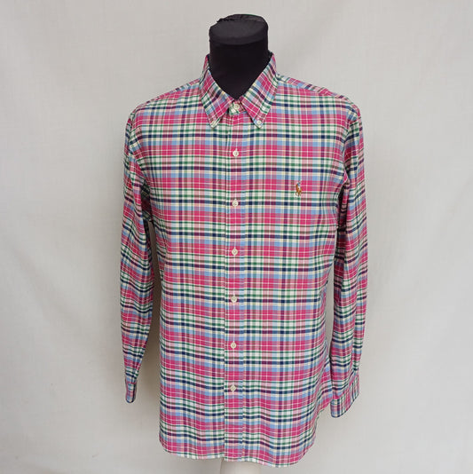 Vintage Polo Ralph Lauren Slim Fit button down Check Cotton shirt Mens L