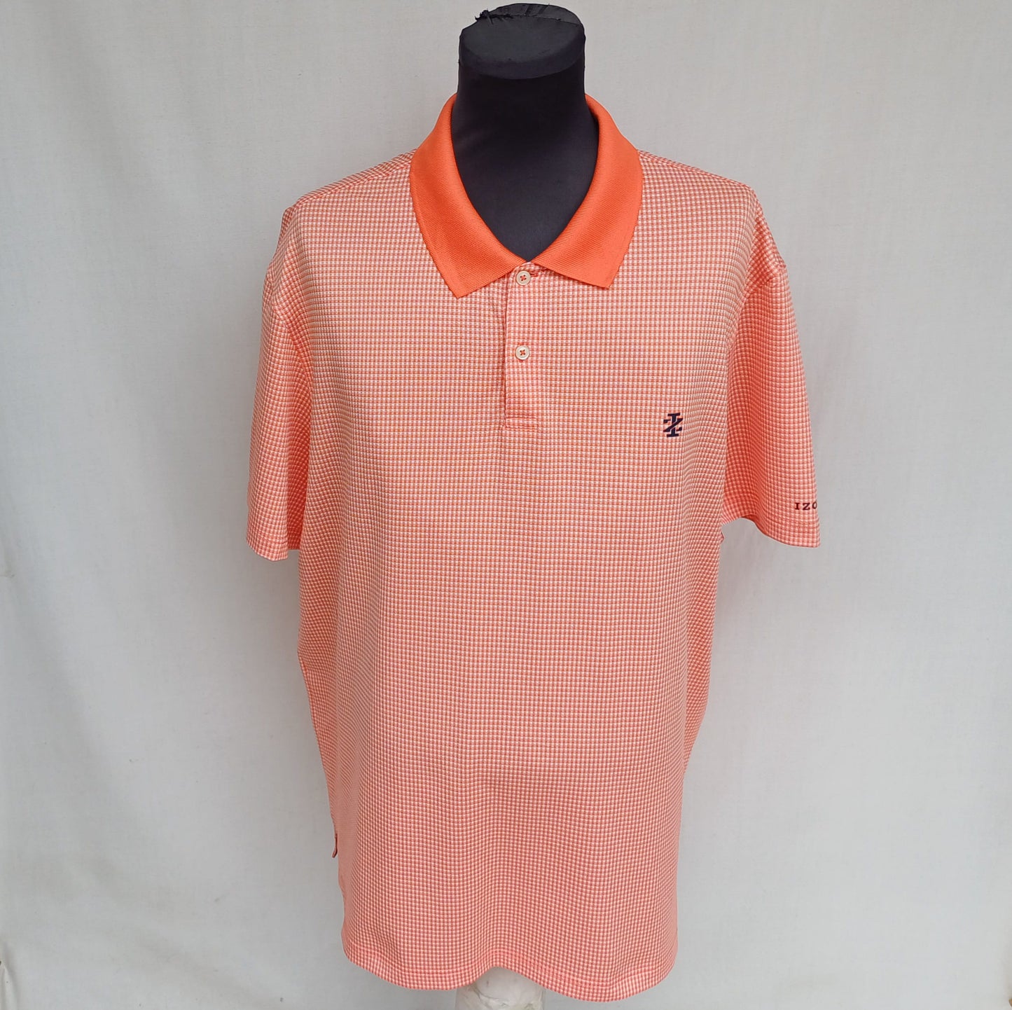 Izod Button Check Golf Polo Shirt Mens 2XL