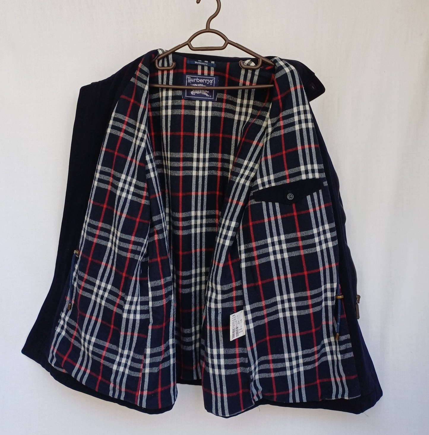 Vintage Burberrys Nova Check Lining Mens Wool Coat Overcoat Size EU 48