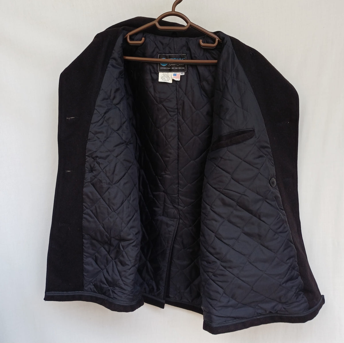 Vintage Spiewak Quilted Lining Wool Button Pea Coat US 48/ Mens 2XL