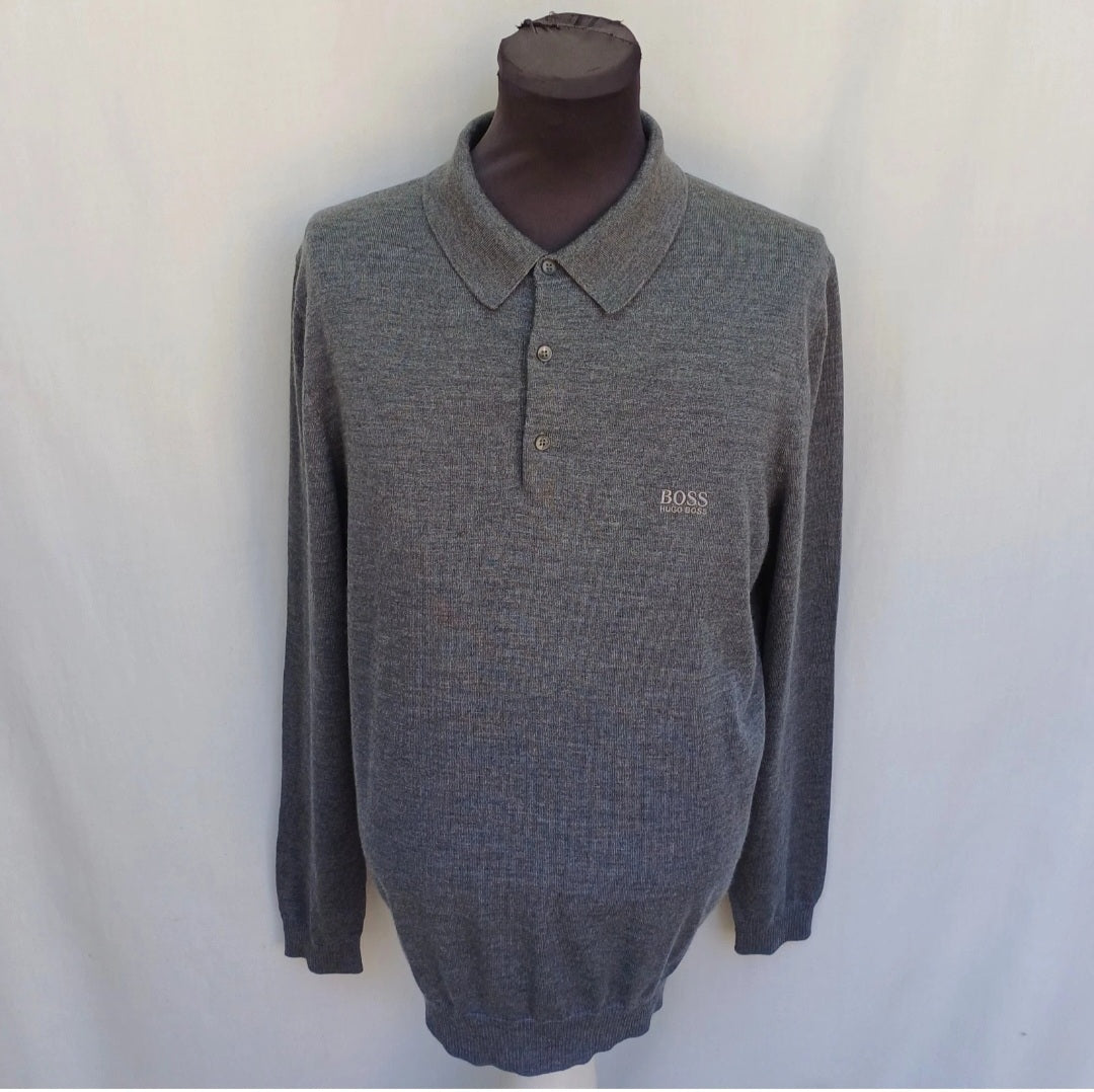 Hugo Boss Merino Wool Button Pullover Sweater Mens XL
