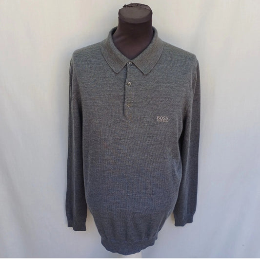 Hugo Boss Merino Wool Button Pullover Sweater Mens XL