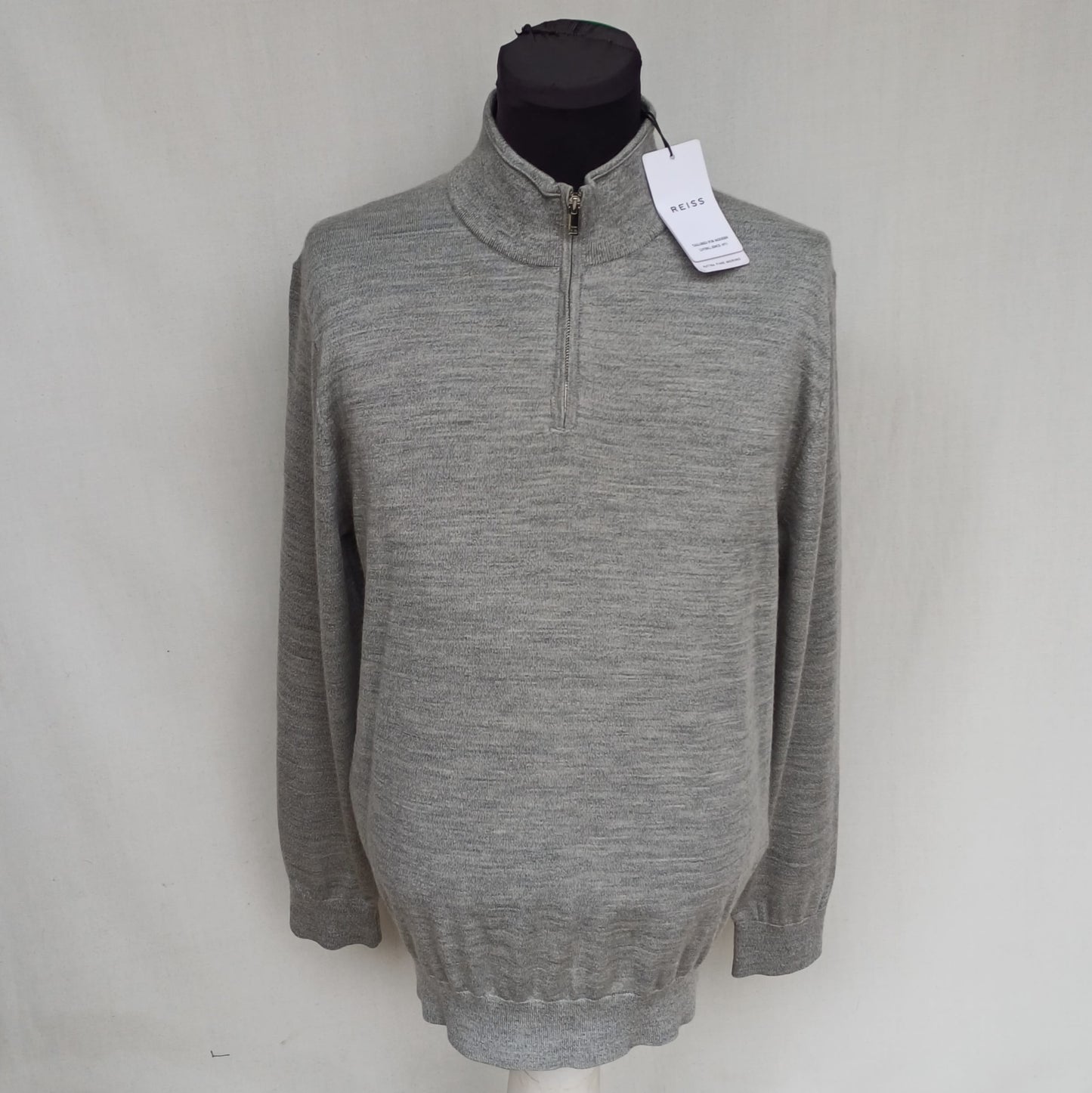 New With Tags Reiss Blackhall Merino Wool Half Zip Jumper Mens XL
