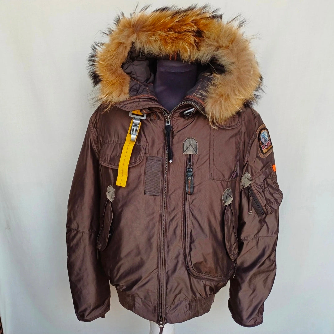 Parajumpers Real Fur Bomber Down Jacket W/Removable Lining Mens M