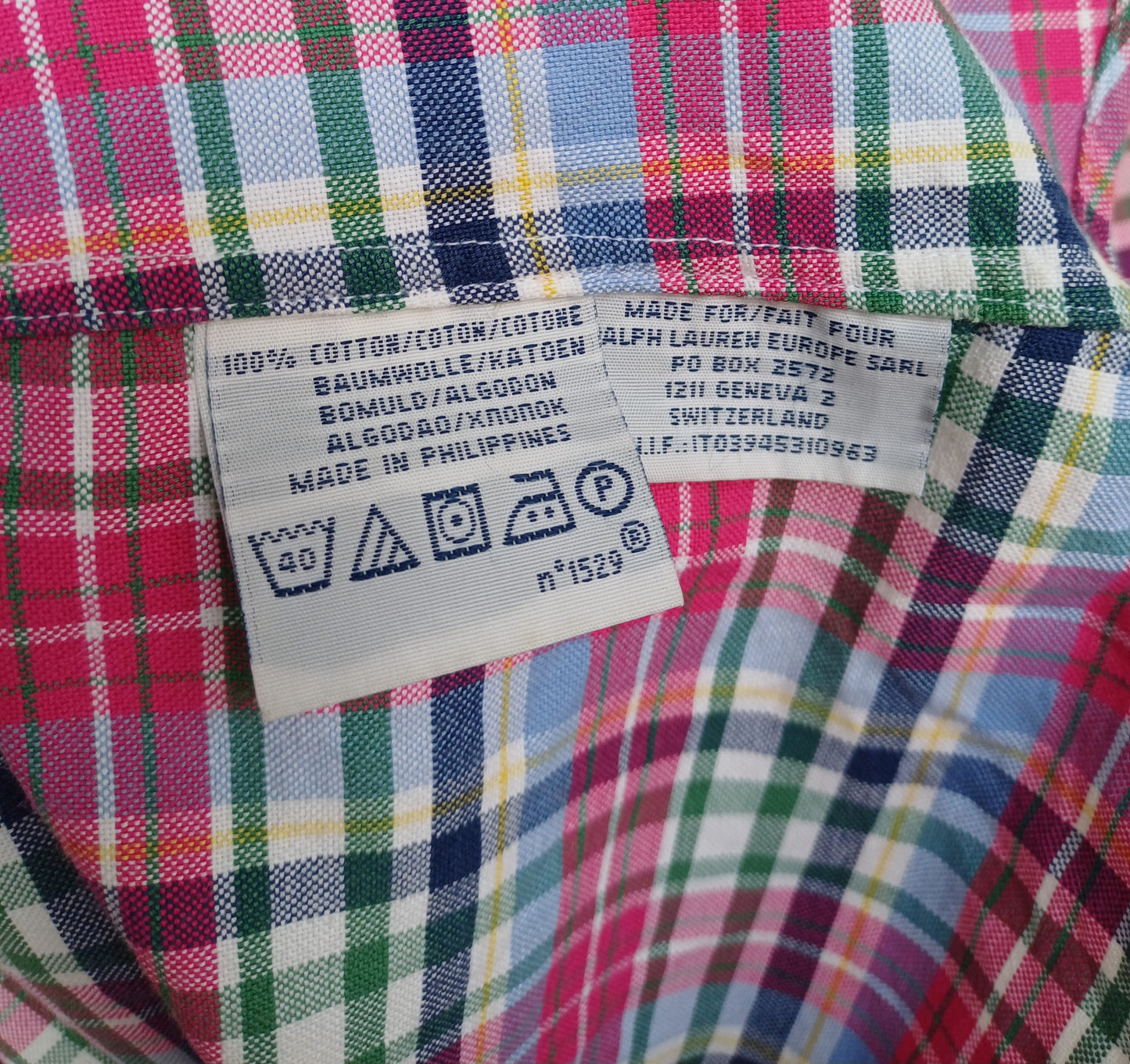 Vintage Polo Ralph Lauren Slim Fit button down Check Cotton shirt Mens L