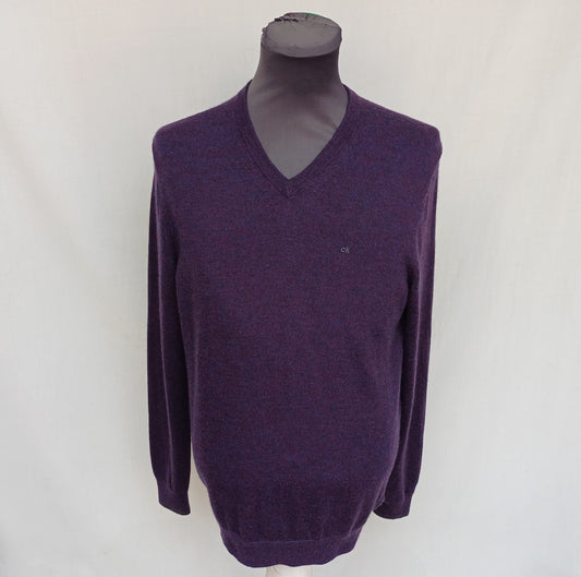 Calvin Klein V-Neck Merino wool Pullover Sweater Mens S
