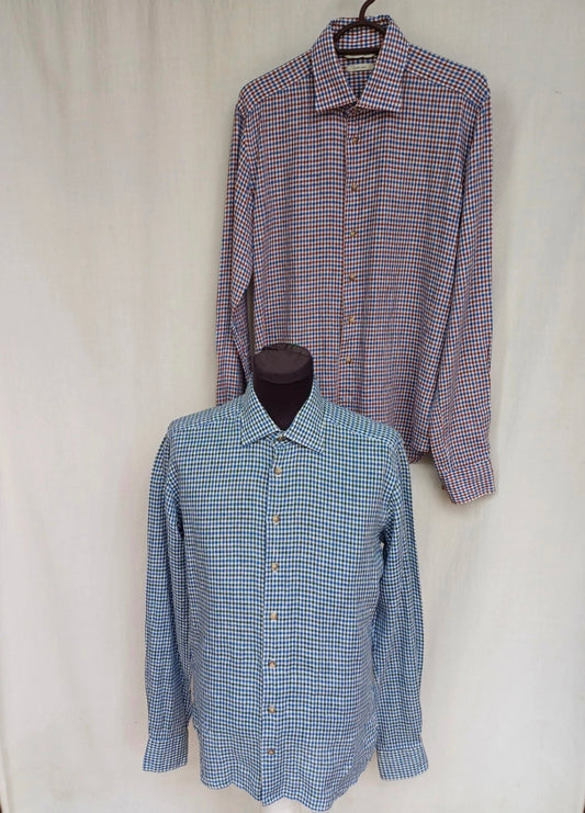 Lot Of 2 Suitsupply Pure Linen Long Sleeve Button shirt Size 40/15.75/Mens L
