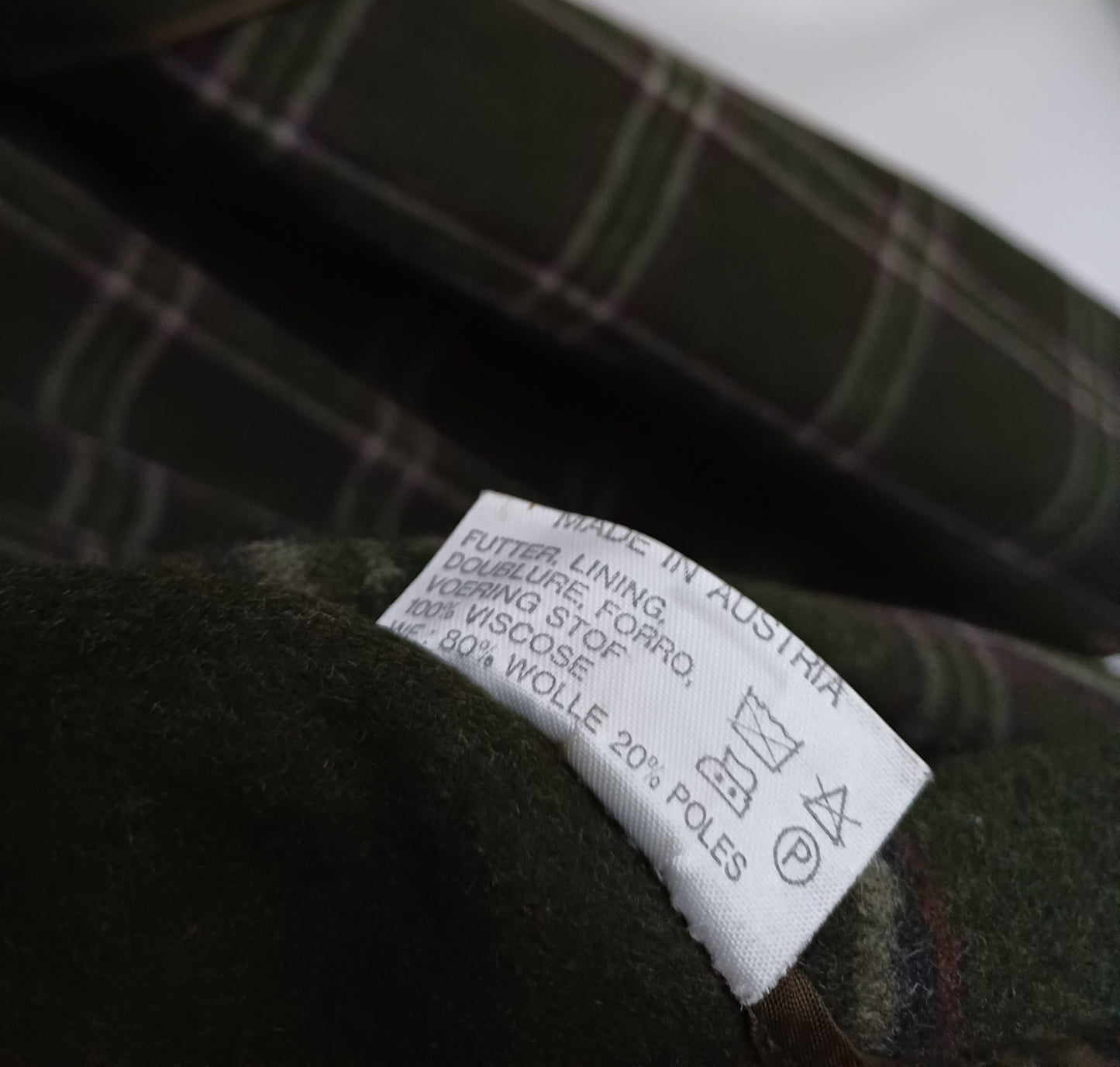 Salko Pischl Loden Tirol Plaid Lining Womens Wool Button Coat Overcoat EU 42/Large