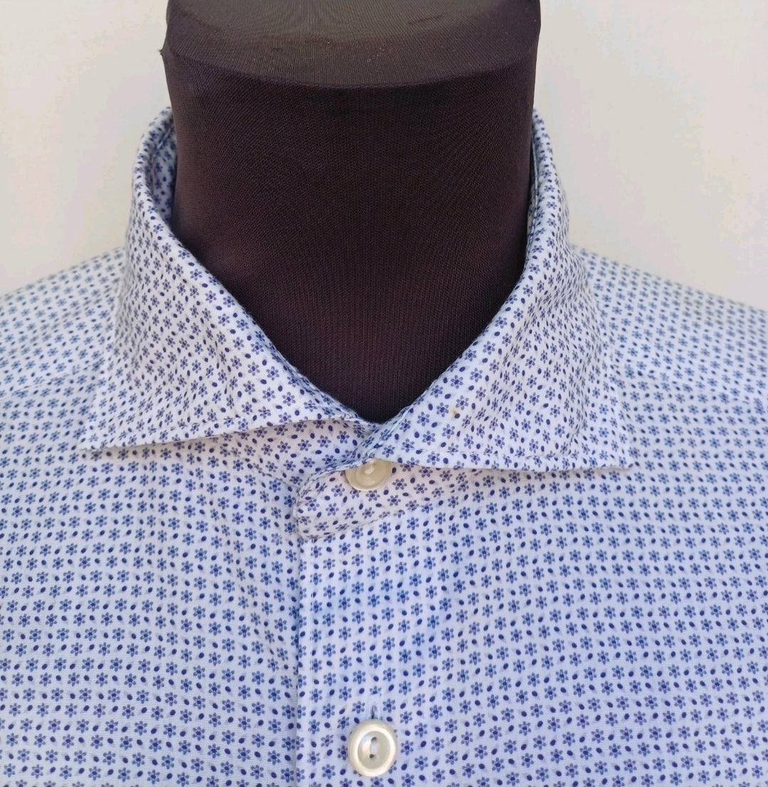 Eton Contemporary Fit Poplin 100% Cotton L/S Button-Up Shirt Mens M/40/15 3/4