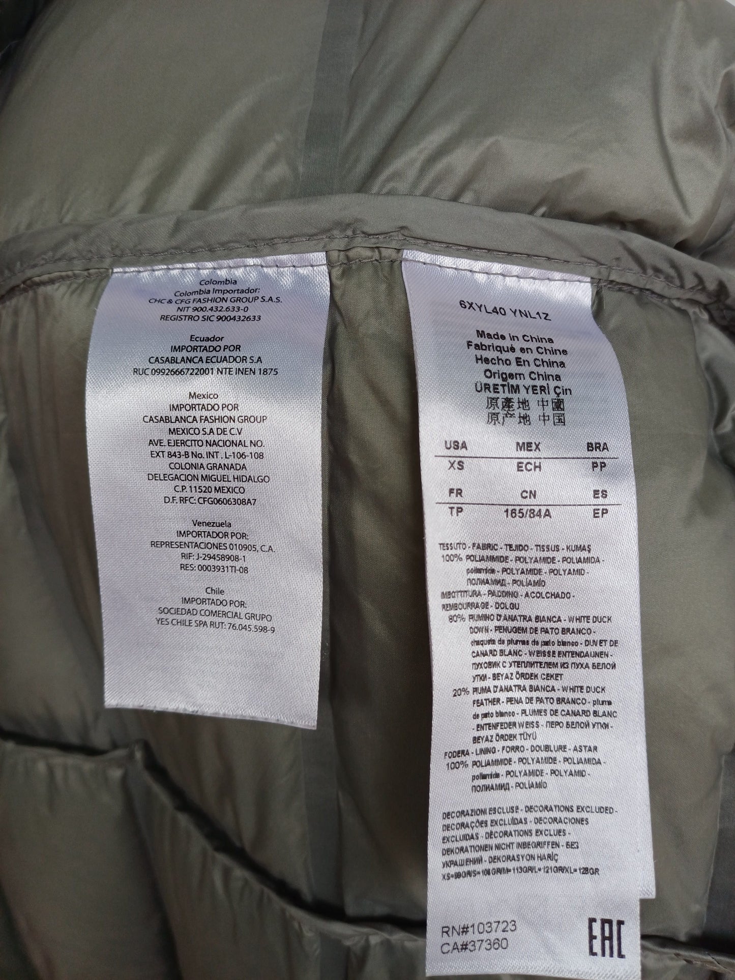 Armani Exchange Womens Zip Quilted Puffer Down Long Jacket Size XS