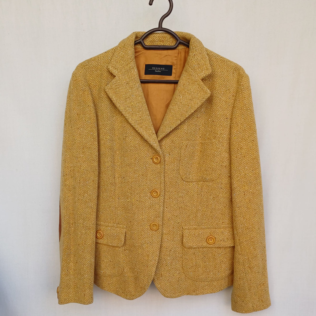 Max Mara Weekend Womens Wool Tweed Button Blazer Size EU 42-44/US 12/Large