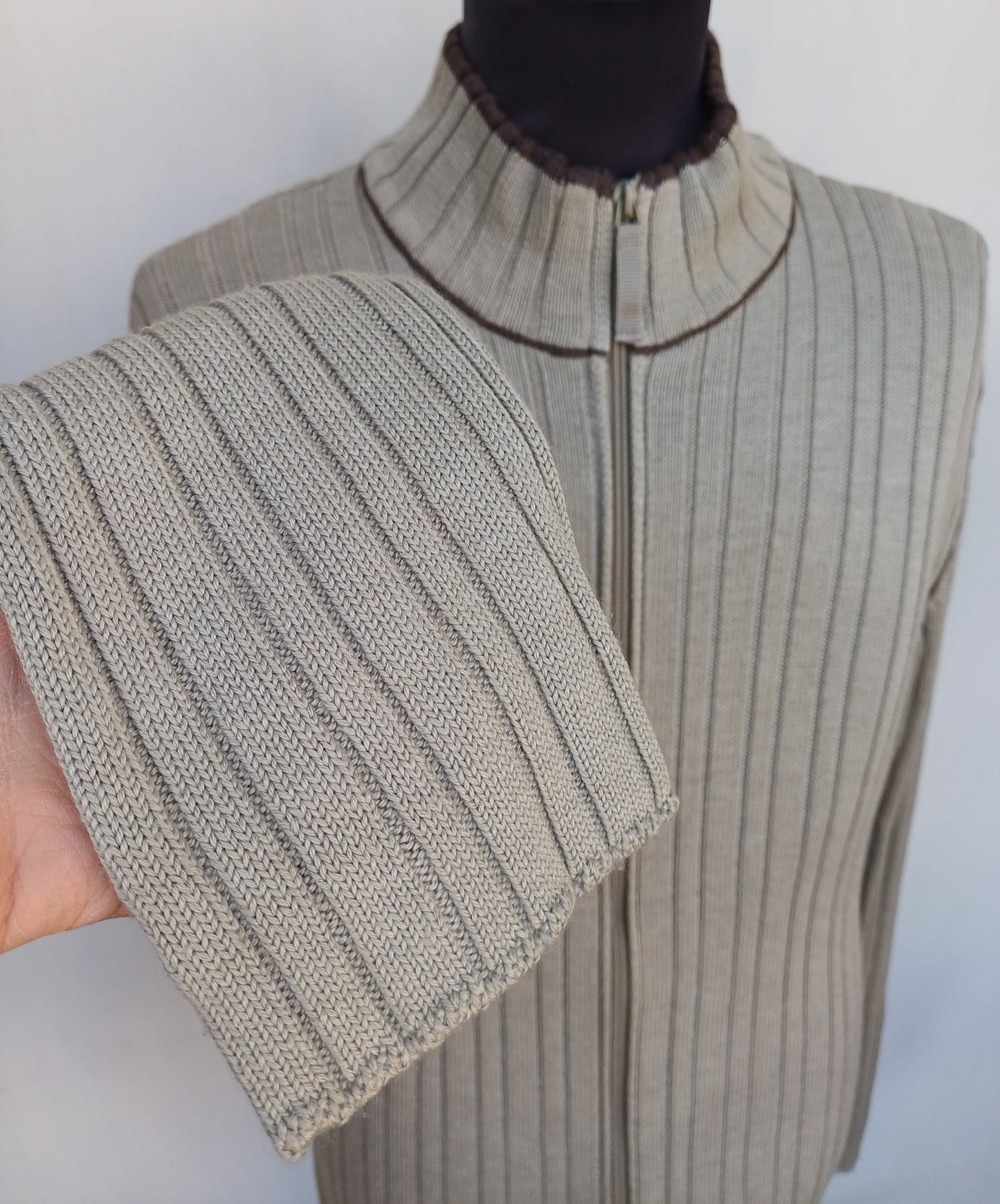 Vintage Armani Jeans Wool/Acrylic Full Zip Cardigan Sweater Mens L