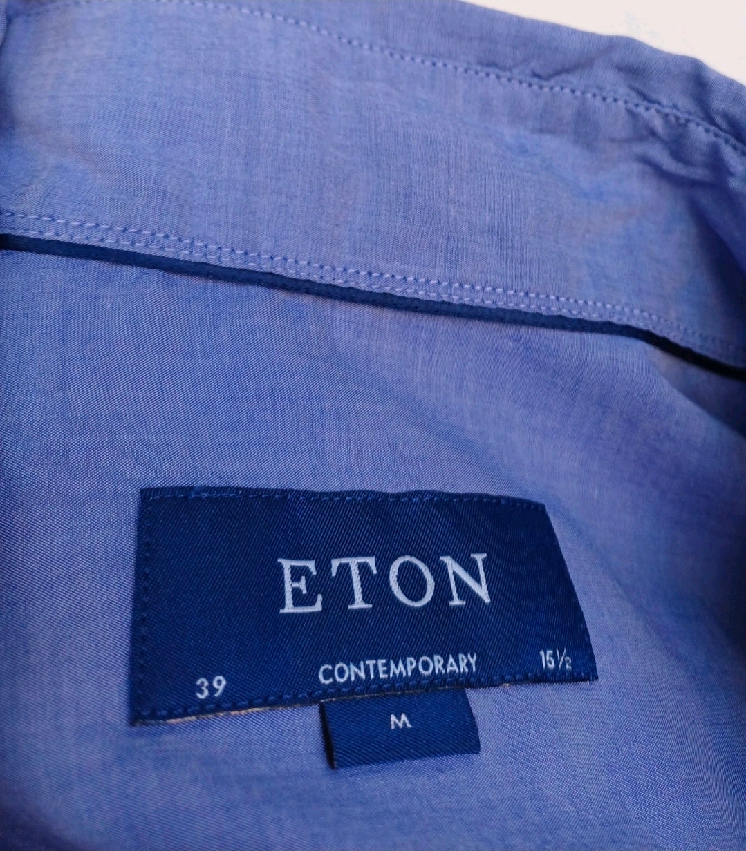 Eton Contemporary Fit Poplin Cotton/Modal L/S Button Shirt Size 39/15.5/Mens M