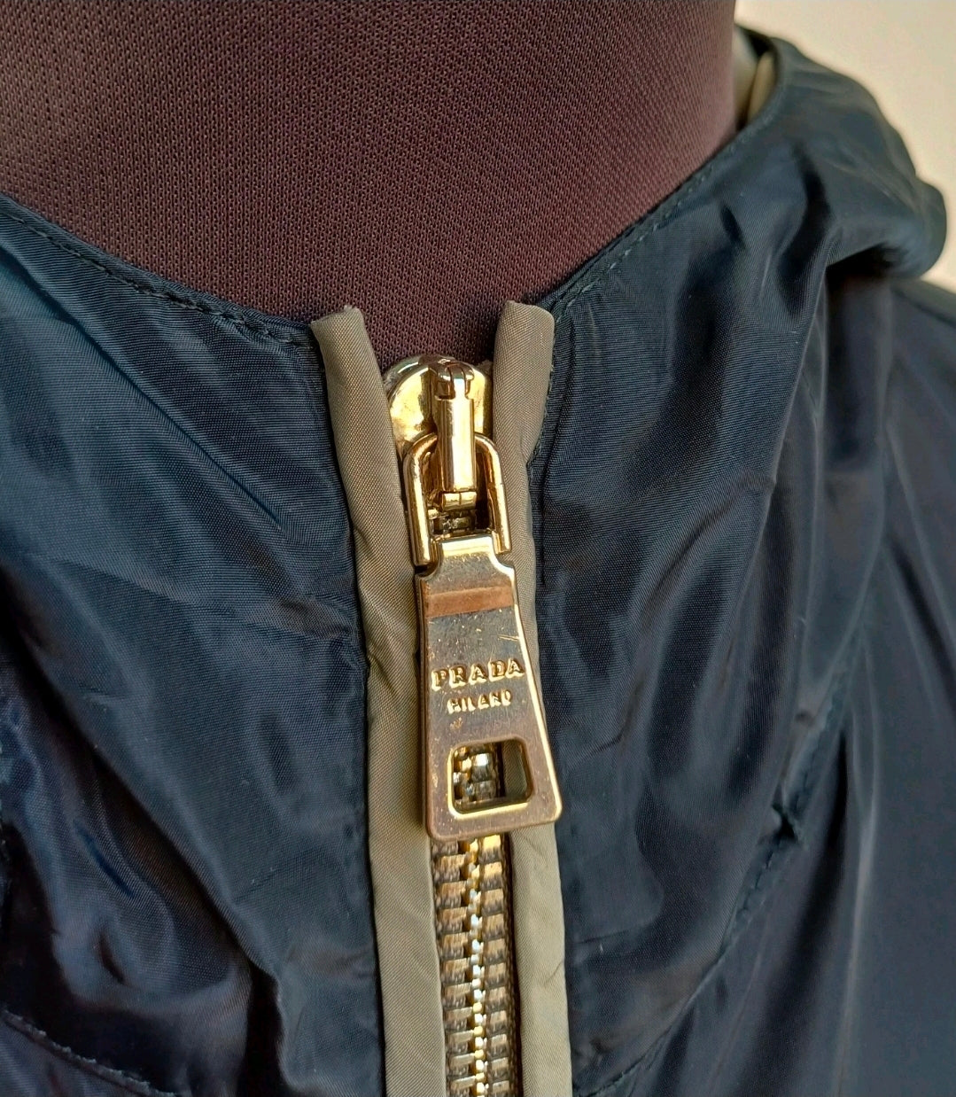 Prada SGH466 NylonPU Resin Coated Hooded Jacket Full Zip Coat Size 54