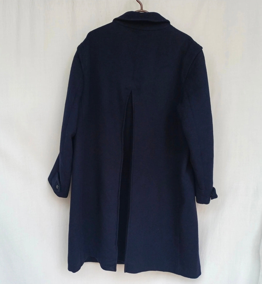 Vintage Herno Mens Wool Button Coat Long Navy Blue Overcoat EU 46/Mens S