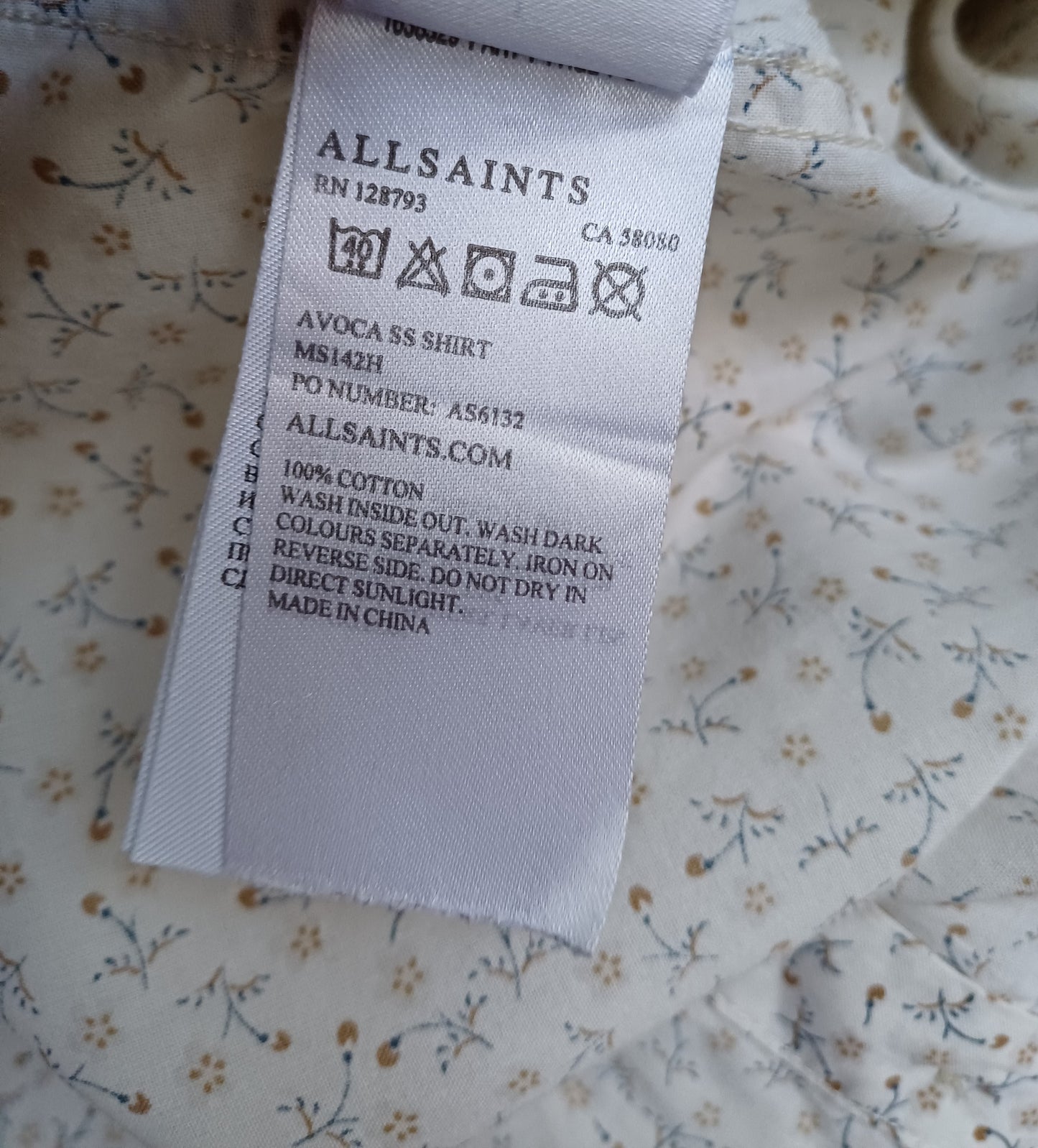 Allsaints Avoca Cotton Button-Up Shirt Mens L