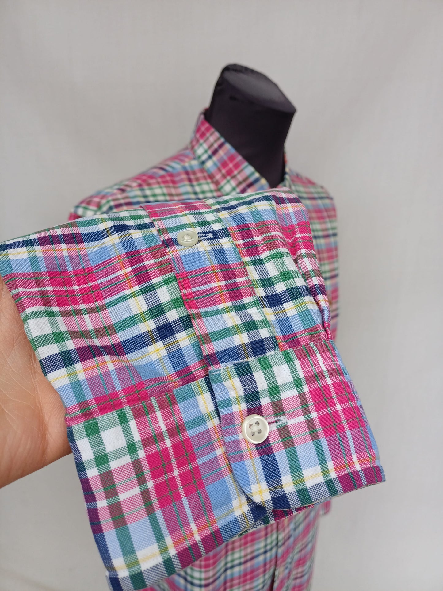 Vintage Polo Ralph Lauren Slim Fit button down Check Cotton shirt Mens L